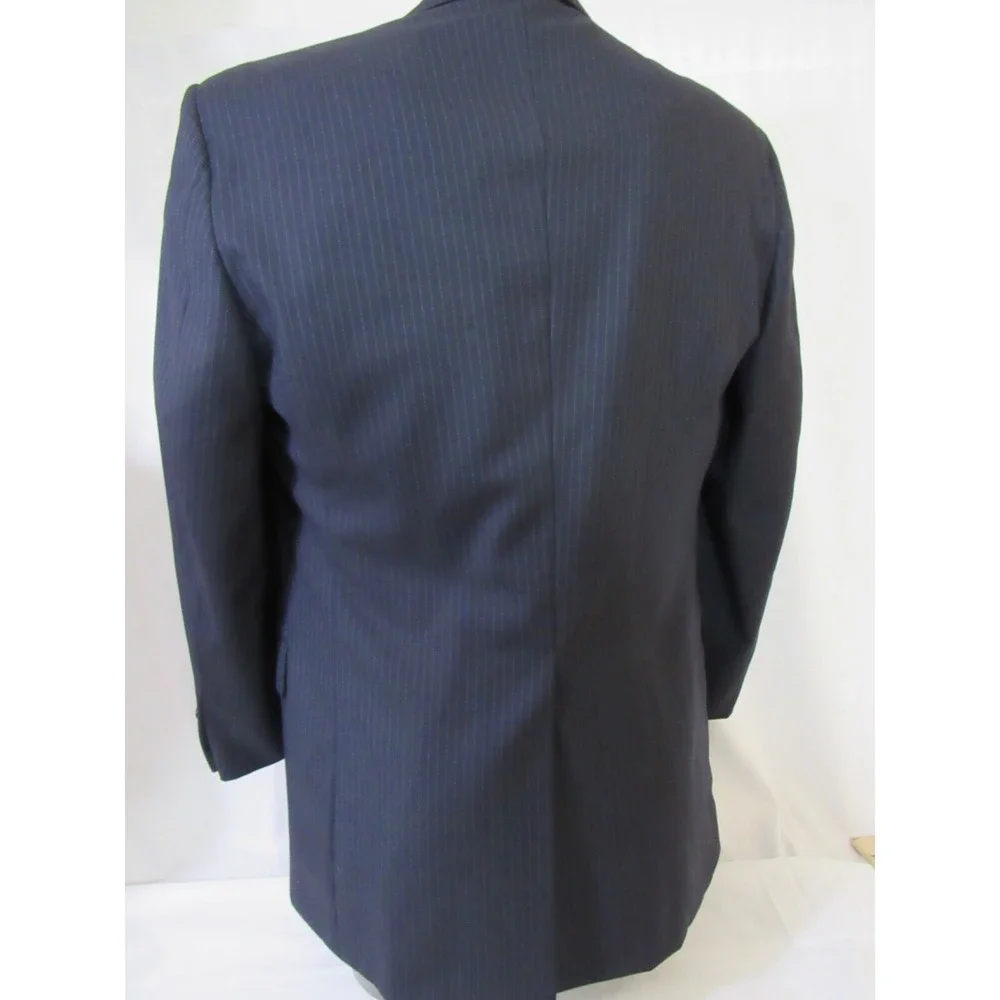 Hickey Freeman Collection Blue Pinstriped 3 Button Suit Jacket All Wool Size 41R